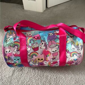 Kids Pink Rainbow Unicorn & Animal Print Duffle Bag